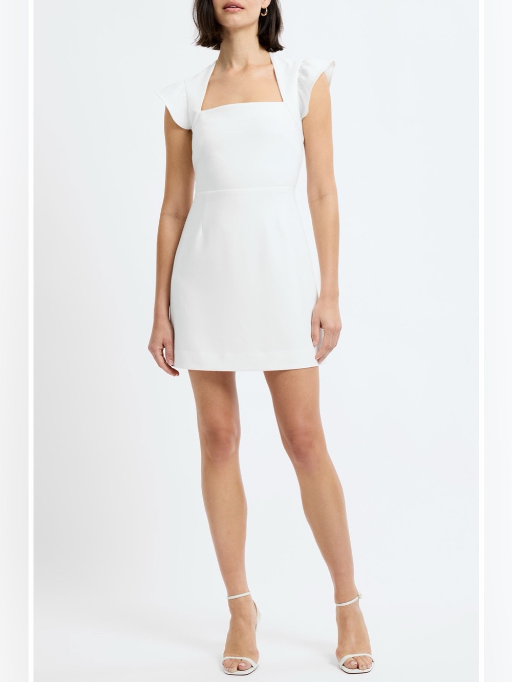 French Connection Whisper Flutter Sleeve Mini Dress White Size 8 NWOT